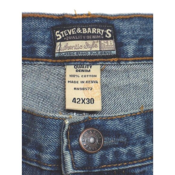 Steve & Barry's Men's 42 x 30 Relaxed Fit Straight Leg Blue Denim Jeans - Picture 4 of 5